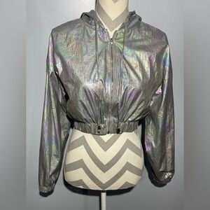 Superdown Silver Iridescent Bomber Jacket